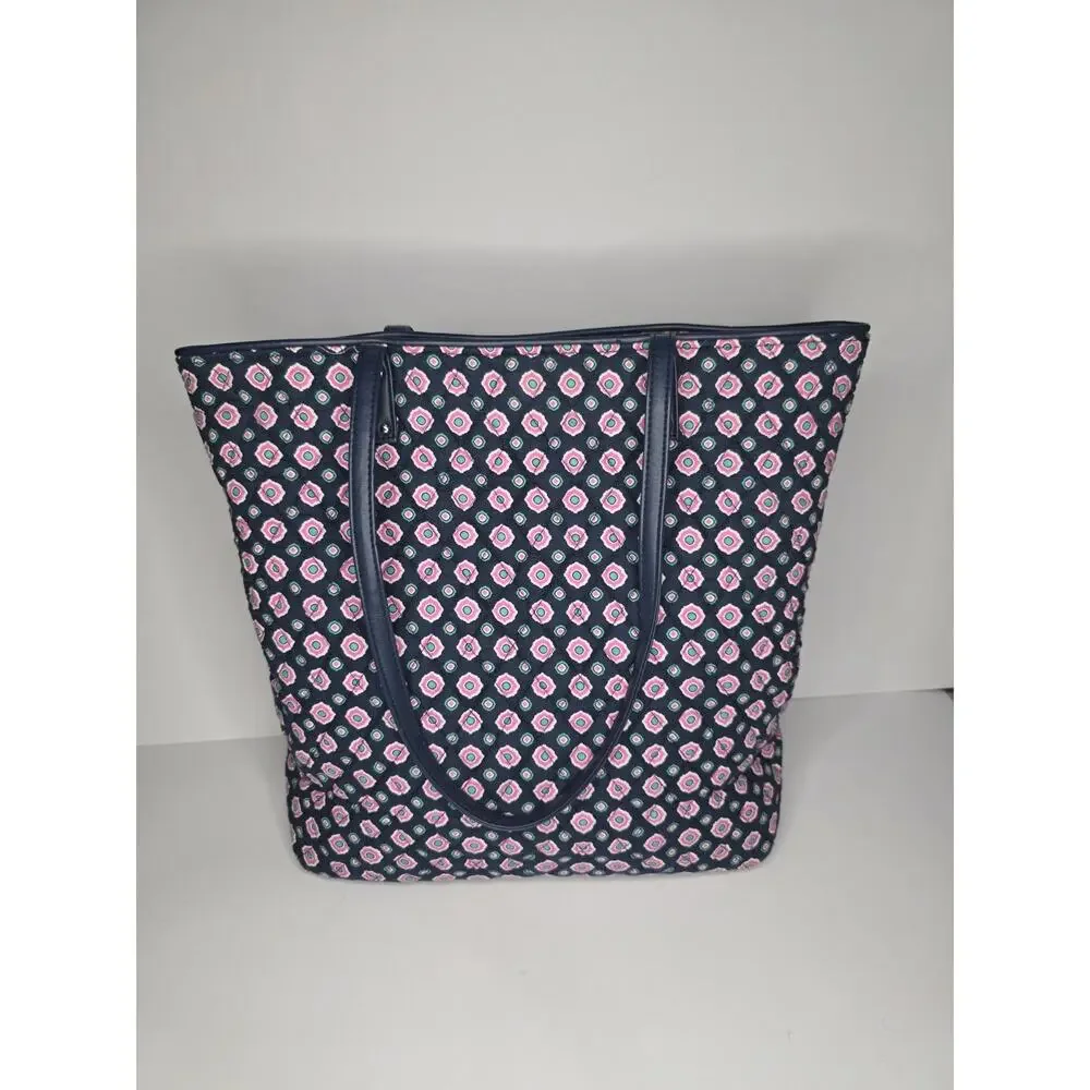 Vera Bradley MARRAKESH Quilted Large Tote Bag Faux Leather Accents EUC